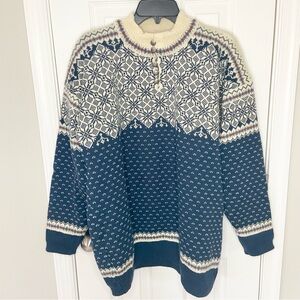 DALE OF NORWAY Blue Fair Isle Windstopper Gore-WS New Wool Lined Sweater Men’s L